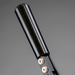 Close up image of the black plastic grip of the Meca Evo Handbrake