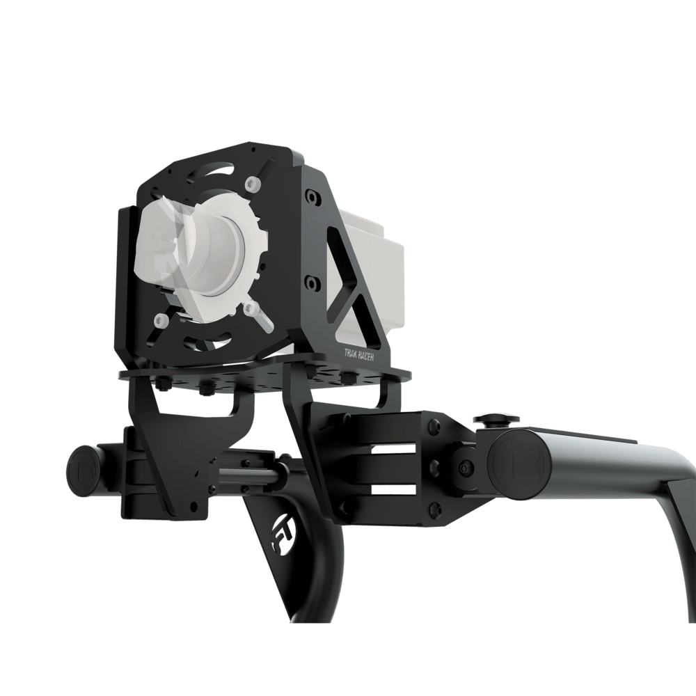 Close up image of the RS6 direct drive wheel mount with an example of a direct drive wheelbase attached and greyed out 