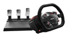 Image of the TS-XW racing wheel on the right and the pedals on the left hand side 