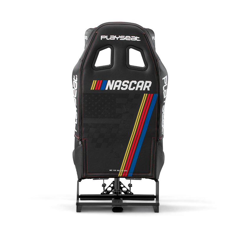 Rear view of the Nascar edition showing the branding and colours of Nascar (yellow, red and blue: