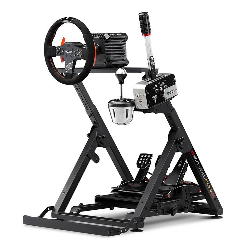 Next Level Racing Wheel Stand 2.0 with racing peripherals attached